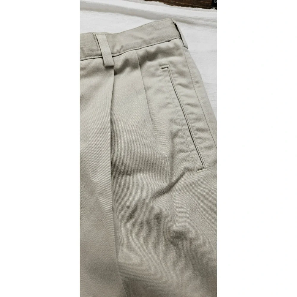 Savane Mens Stone Pleated Chino Pants‎ 32x30 Cotton Cuffed Khaki Trousers MC423